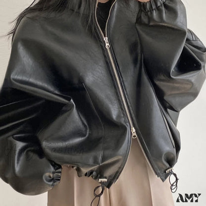 Amy Fashion - Hip Hop Personalized Pu Leather Jacket