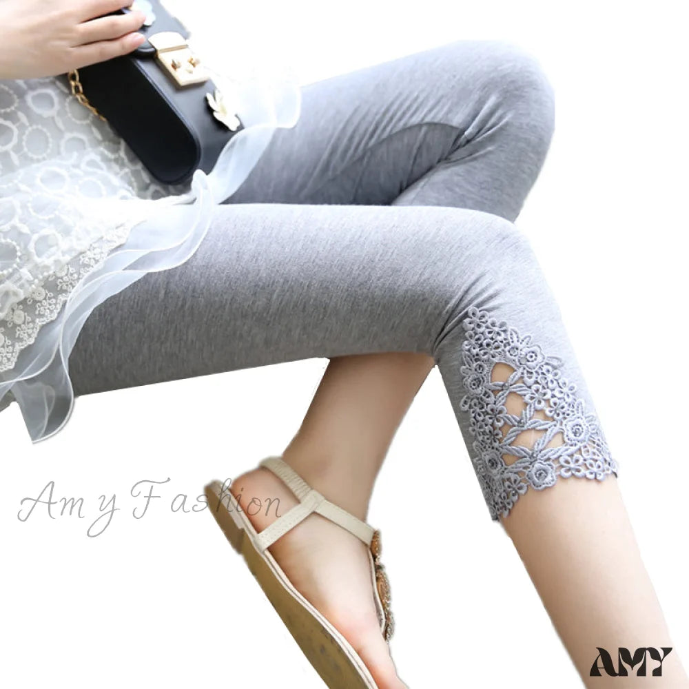 Amy Fashion - Hollow Lace Stretch Leggings