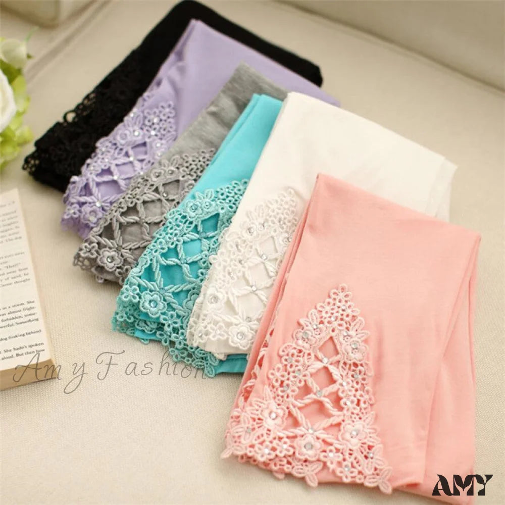 Amy Fashion - Hollow Lace Stretch Leggings