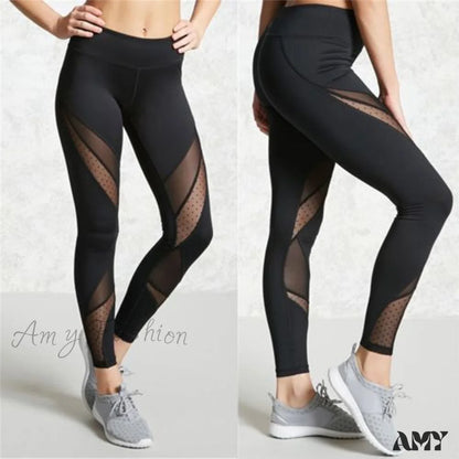 Amy Fashion - Hot Mesh Patchwork Leggings