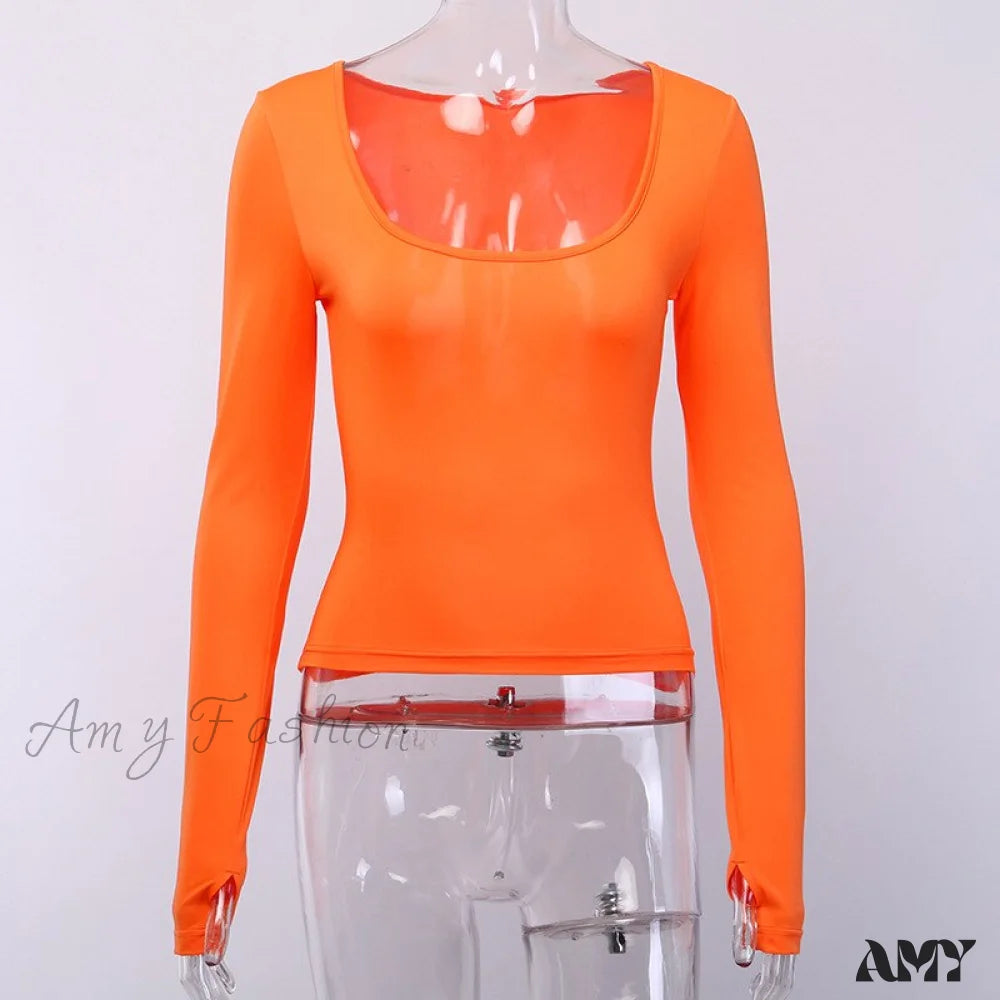 Amy Fashion - Hot Pink Crop Tops Orange / S