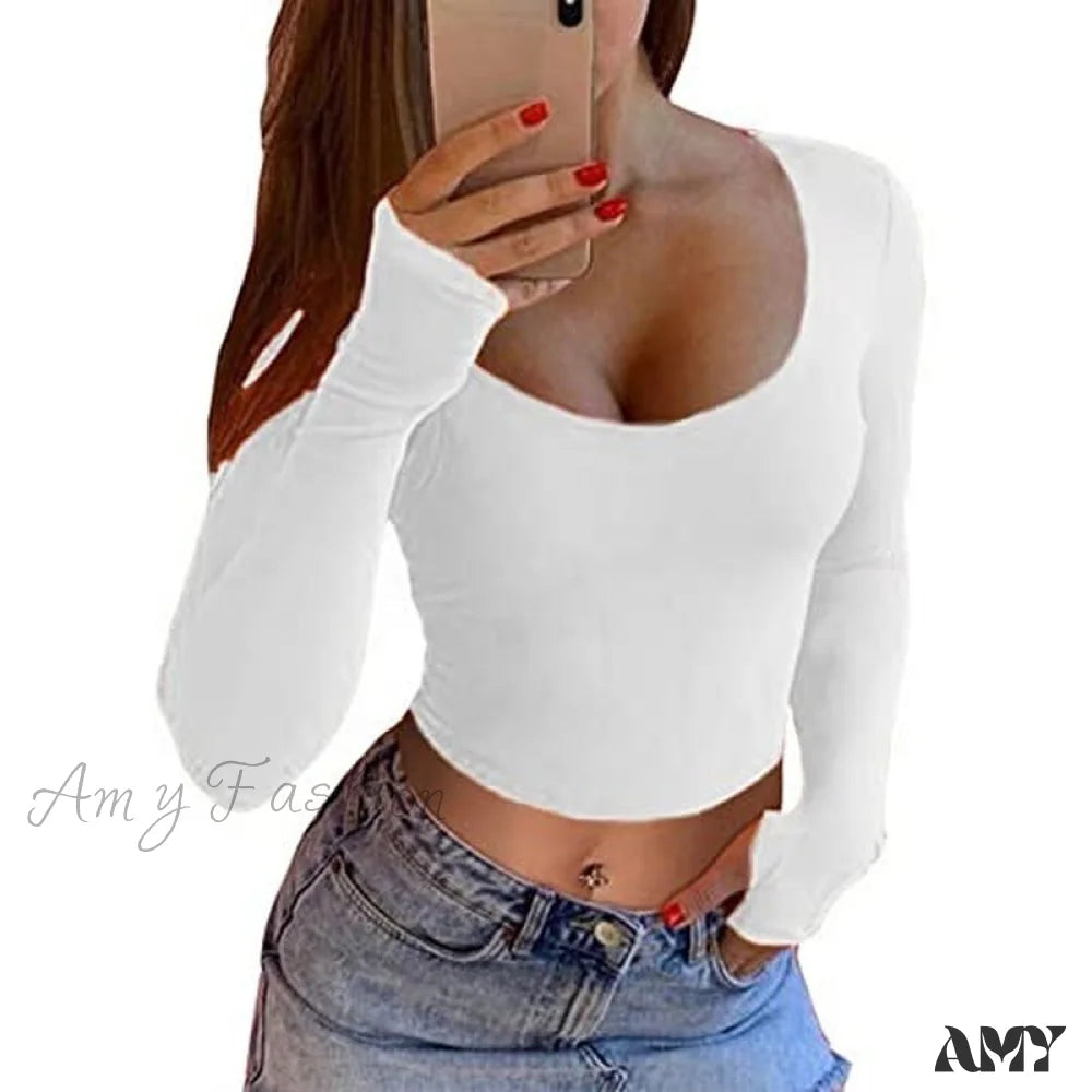 Amy Fashion - Hot Pink Crop Tops White / S