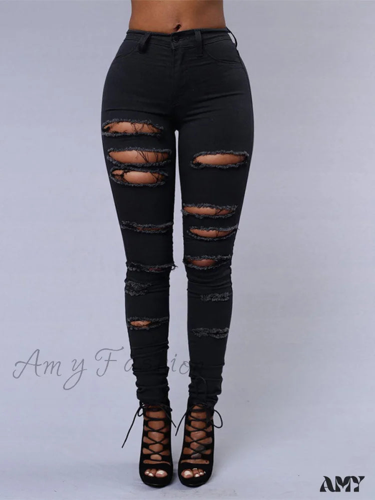 Amy Fashion - Hot Sale Ripped Jeans