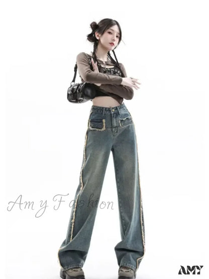 Amy Fashion - Ins Natural Waist Lazy Temperament Versatile Popular Spring And Autumn Women’s Jean