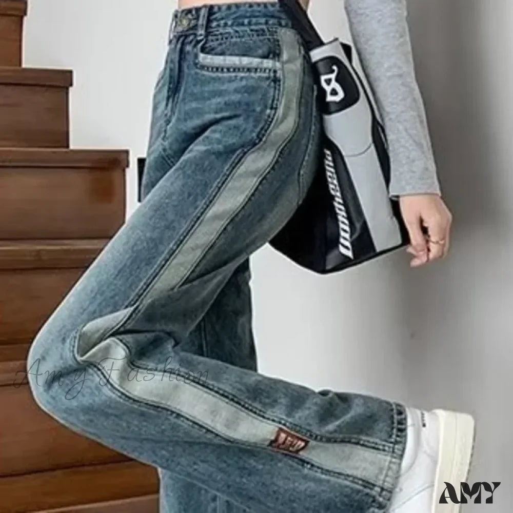 Amy Fashion - Ins Zipper Versatile Japanese Washable New Style Spring And Autumn Natural Waist Wide