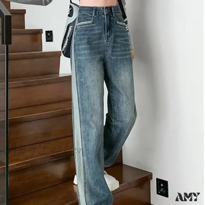 Amy Fashion - Ins Zipper Versatile Japanese Washable New Style Spring And Autumn Natural Waist Wide