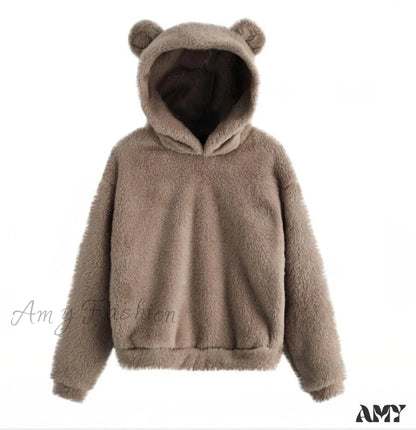 Amy Fashion - Kawaii Pullover Harajuku Oversize Hoodie Khaki / S