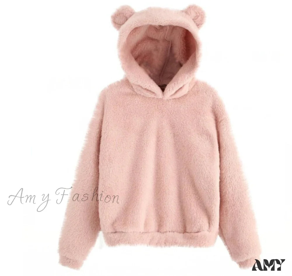 Amy Fashion - Kawaii Pullover Harajuku Oversize Hoodie Pink / S