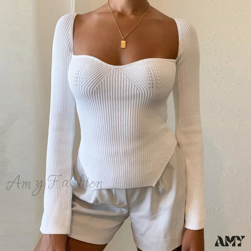 Amy Fashion - Knitted Pullover Sweater Top