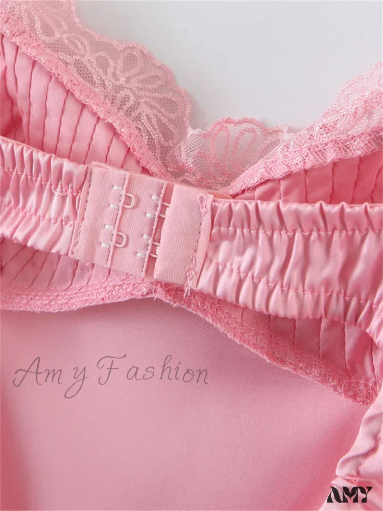 Amy Fashion - Lace Patchwork Ruched Vintage Sleeveless Strap Backless Mini Dress