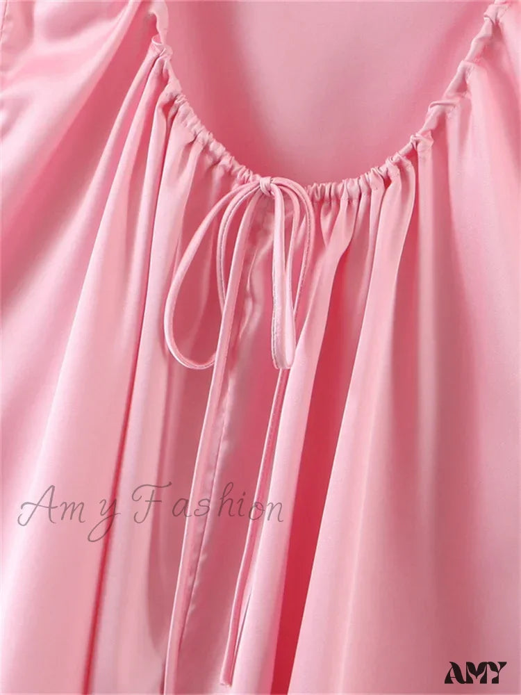 Amy Fashion - Lace Patchwork Ruched Vintage Sleeveless Strap Backless Mini Dress