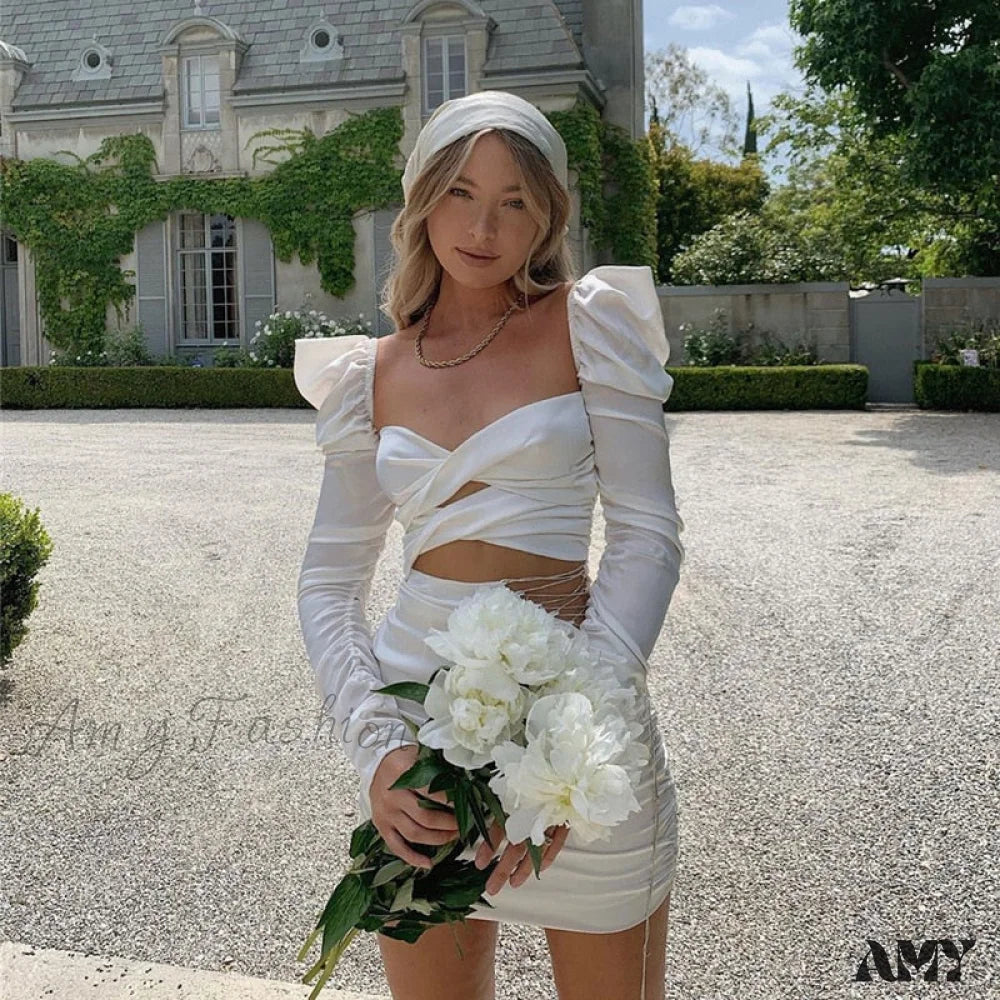 Amy Fashion - Lace Up Hollow Out Sexy Bodycon Club Party Dresses