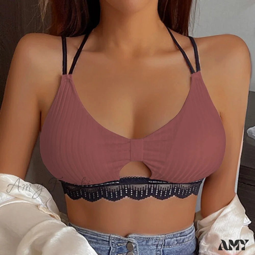 Amy Fashion - Leopard Sports Bra Tank Vest Lace Up Backless Crop Top Style4-Red / S