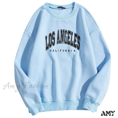 Amy Fashion - Letter Los Angeles Print Hoody Pullover