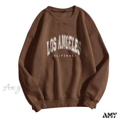 Amy Fashion - Letter Los Angeles Print Hoody Pullover