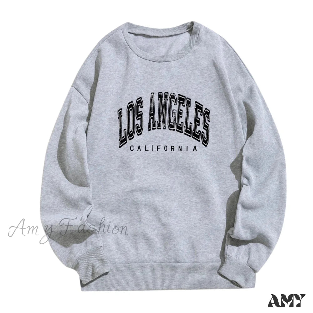 Amy Fashion - Letter Los Angeles Print Hoody Pullover