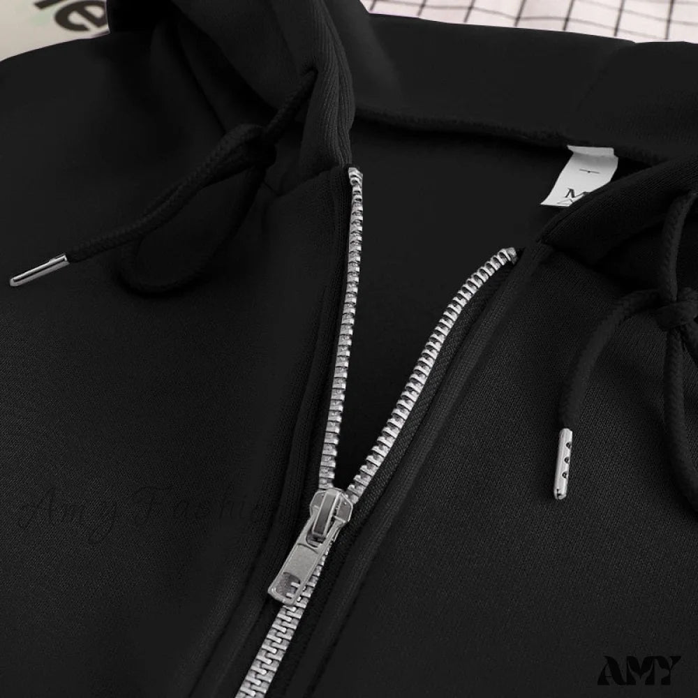 Amy Fashion - Letter Print Zip Up Hoodies