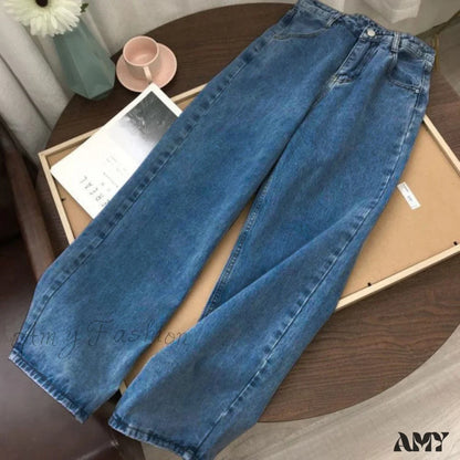 Amy Fashion - Light Blue Denim Vintage Wide Leg Pants / S