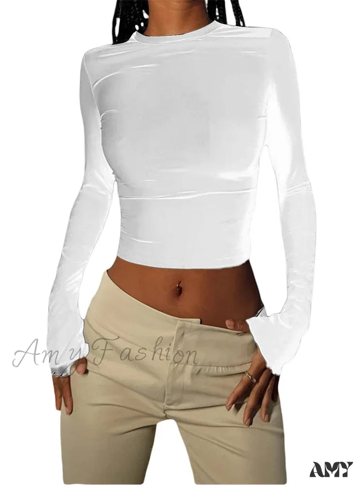 Amy Fashion - Long Sleeve Backless Casual Slim Fit Pullovers T-Shirts