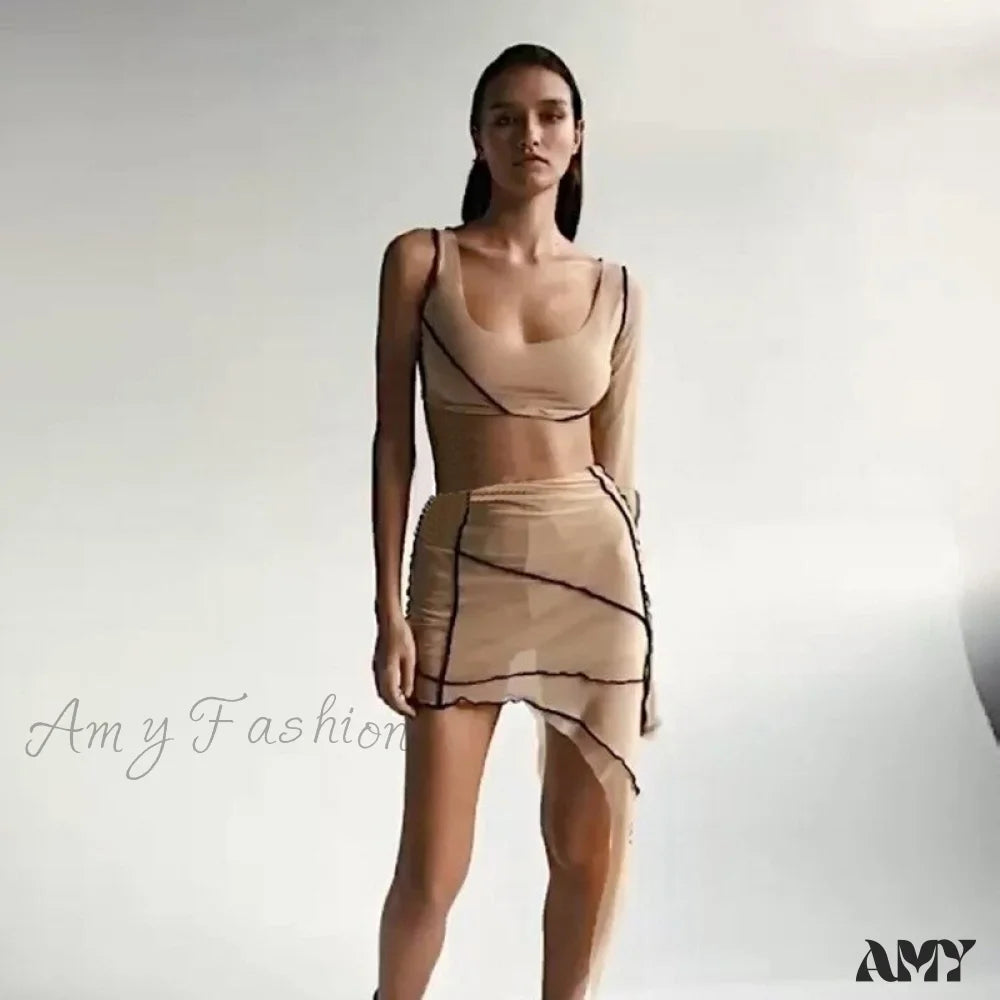 Amy Fashion - Long Sleeve Two Piece Club Party Matching Set