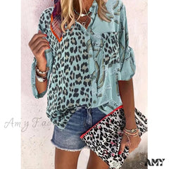 Amy Fashion - Loose Colorful Print Large Size Blouses