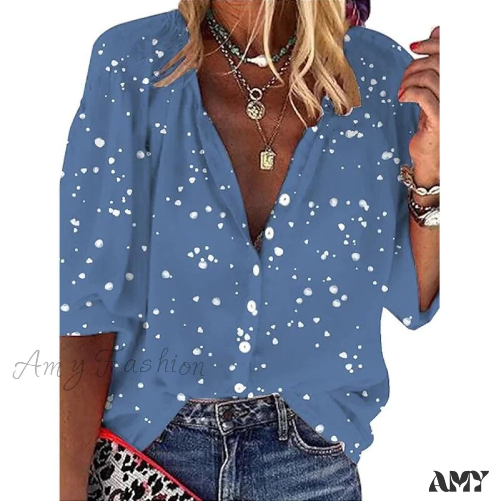 Amy Fashion - Loose Colorful Print Large Size Blouses 9 / S