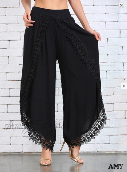 Amy Fashion - Loose Harem Sports Pants Black / S