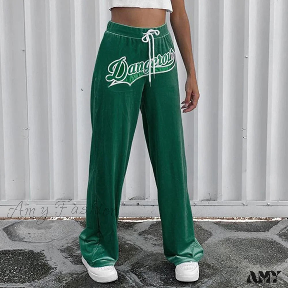 Amy Fashion - Loose Track Jogging Solid Color Tie Wrap Trousers