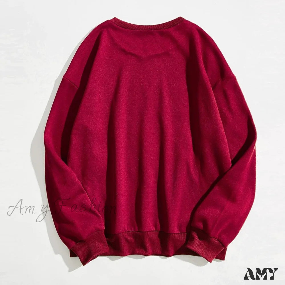 Amy Fashion - Los Angeles Letter Print Brown Hoody Pullover