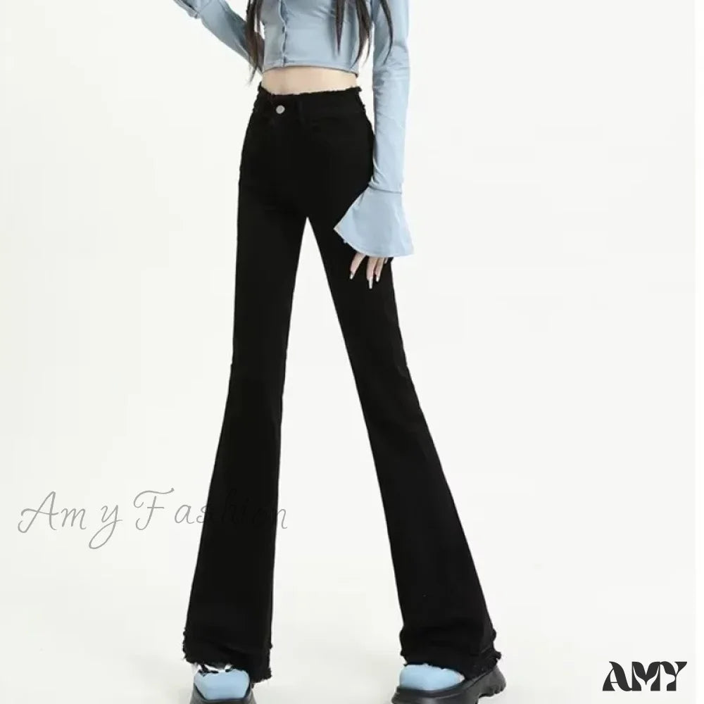 Amy Fashion - Micro Flared Minimalist Fashionable Harajuku Women’s Trend Jean