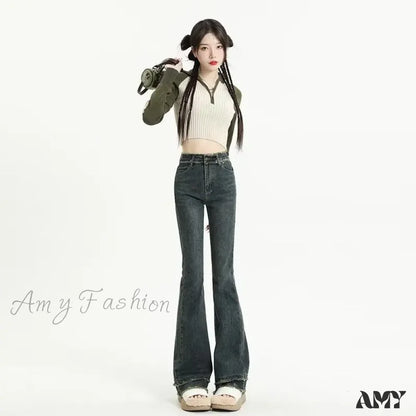 Amy Fashion - Micro Flared Minimalist Fashionable Harajuku Women’s Trend Jean