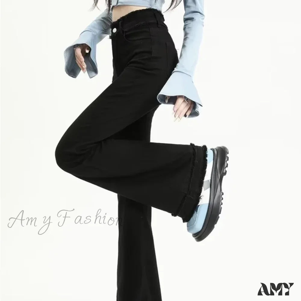 Amy Fashion - Micro Flared Minimalist Fashionable Harajuku Women’s Trend Jean