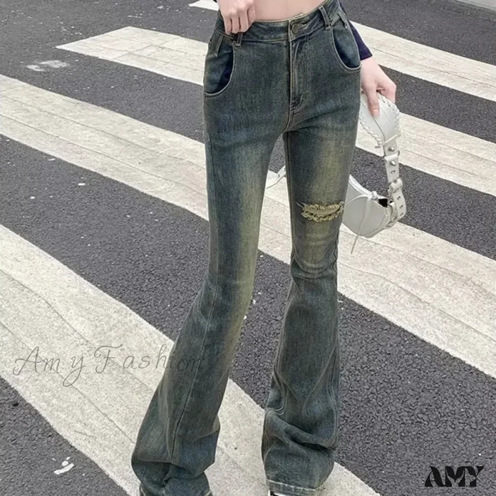 Amy Fashion - Minimalist New Style Fashionable Harajuku Women’s Trend Jean Nostalgia Blue / Xs