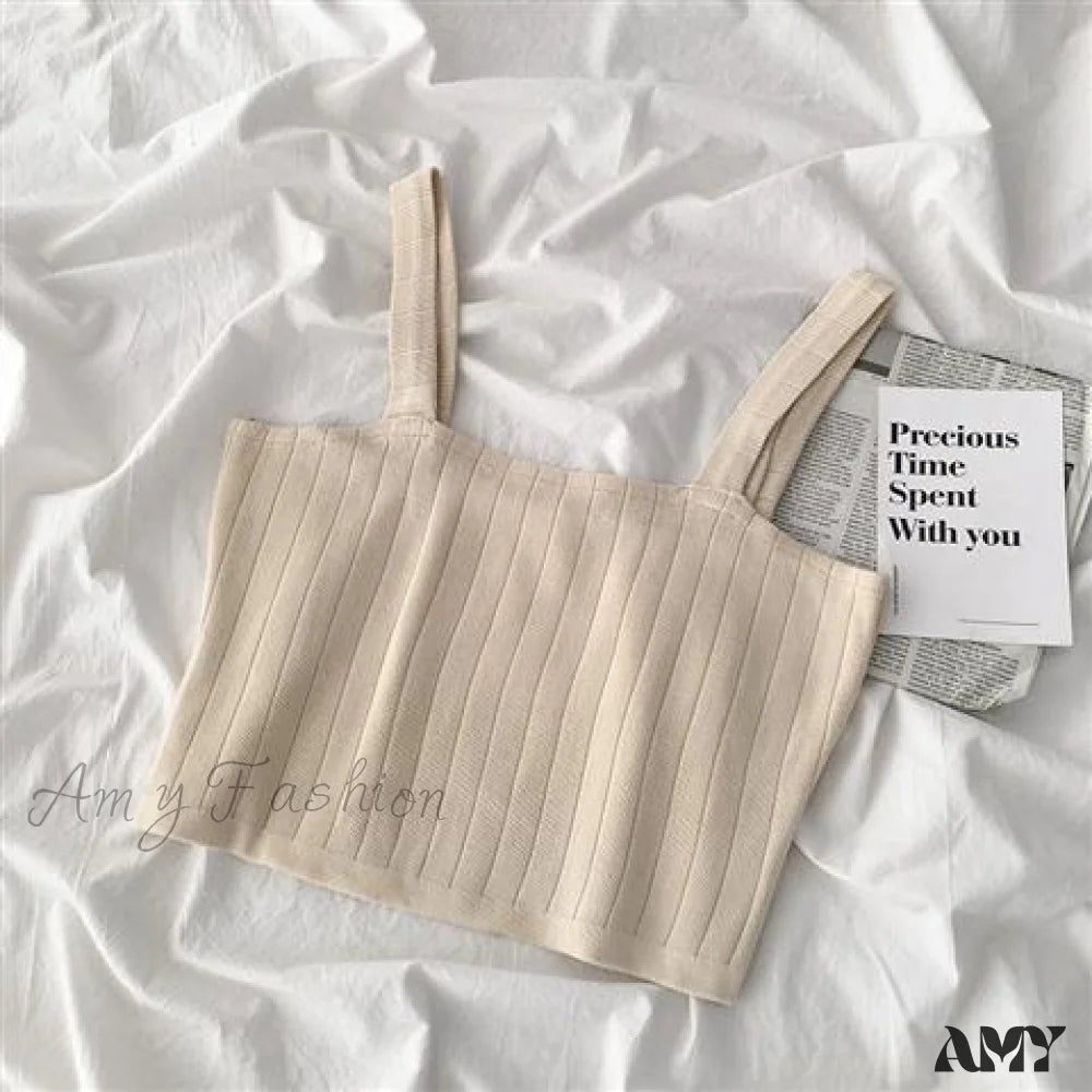 Amy Fashion - Multi-Color Solid Basic Knitting Tops Apricot / One Size