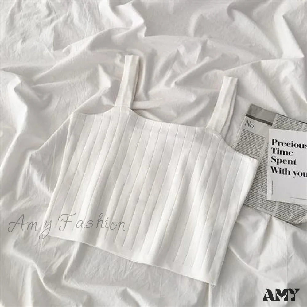 Amy Fashion - Multi-Color Solid Basic Knitting Tops White / One Size