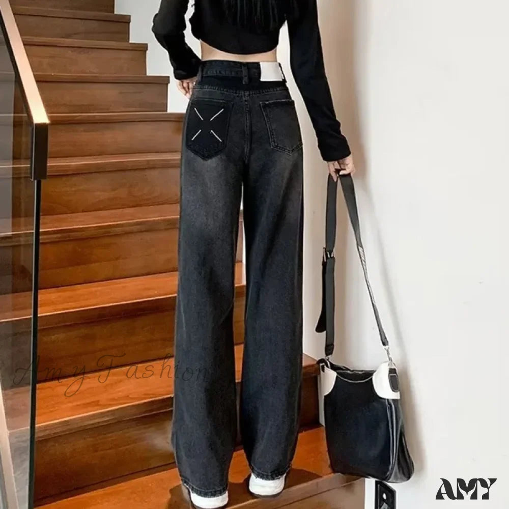 Amy Fashion - Natural Waist New Button Minimalist Trendy Summer Ins Wash Long Harajuku Wide Leg