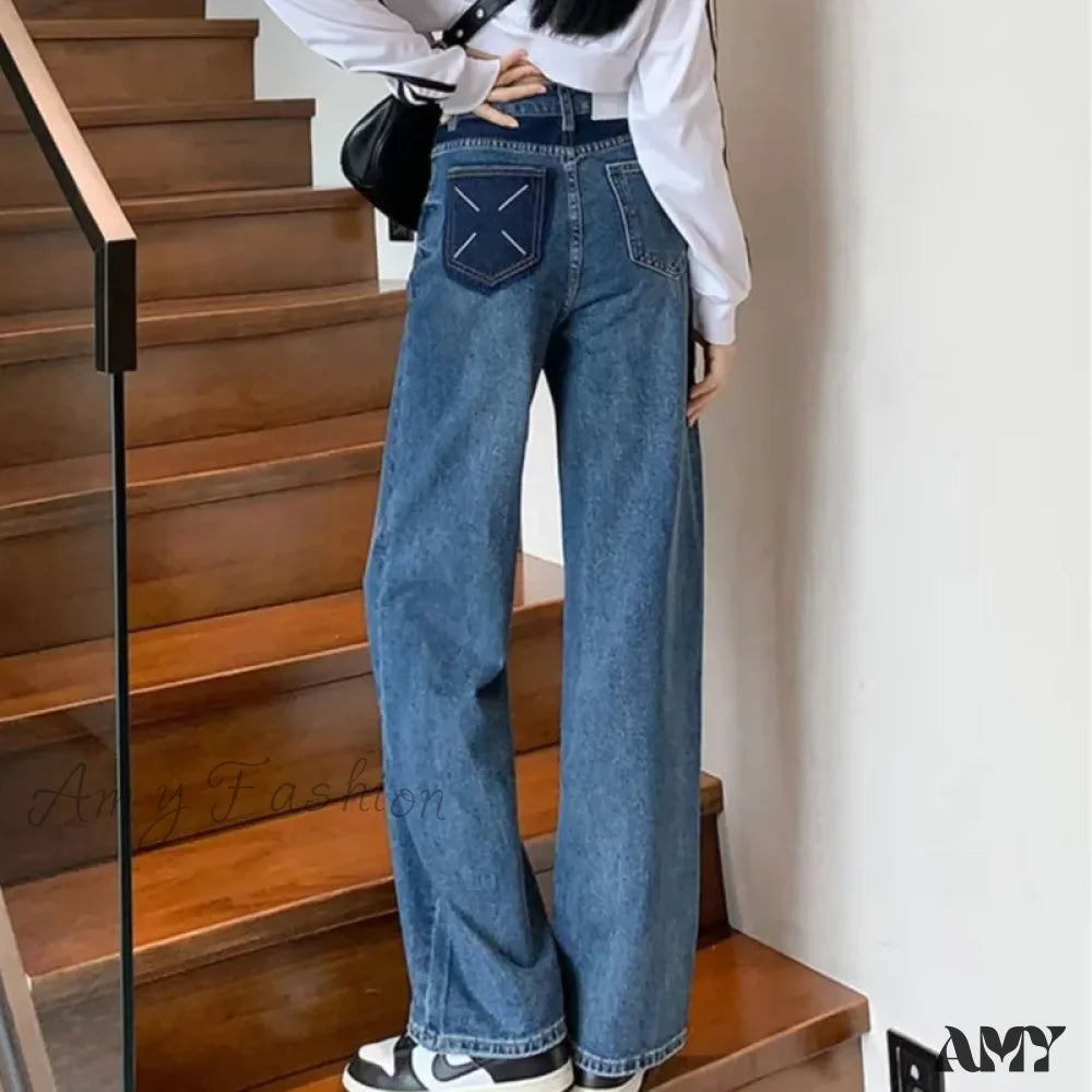 Amy Fashion - Natural Waist New Button Minimalist Trendy Summer Ins Wash Long Harajuku Wide Leg