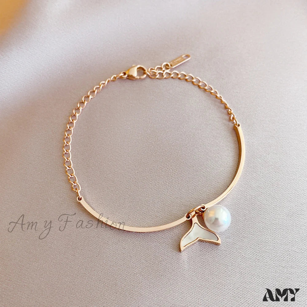 Amy Fashion - New Arrival Fish Tail Elegant Pearl Bracelet Rose Gold