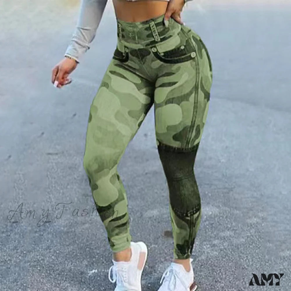 Amy Fashion - New Camouflage Print Skinny Pants