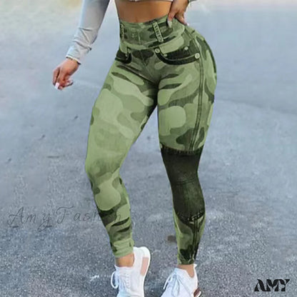 Amy Fashion - New Camouflage Print Skinny Pants