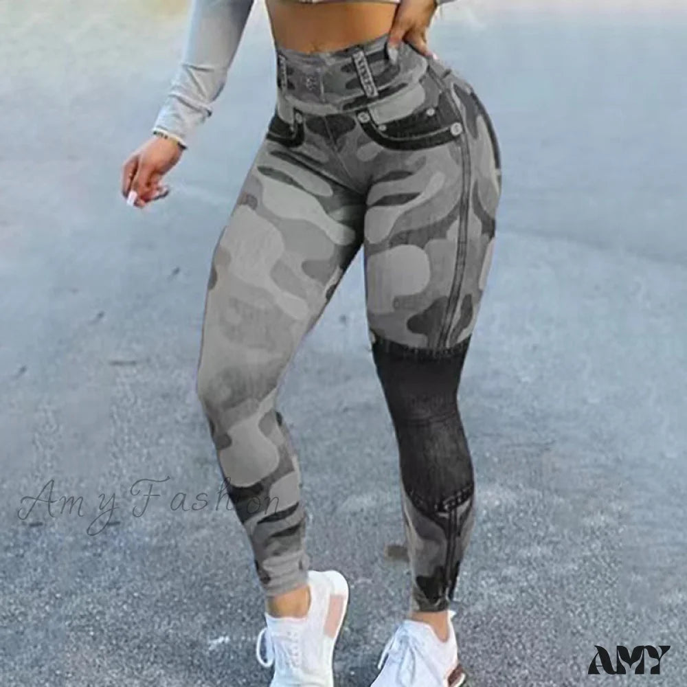 Amy Fashion - New Camouflage Print Skinny Pants