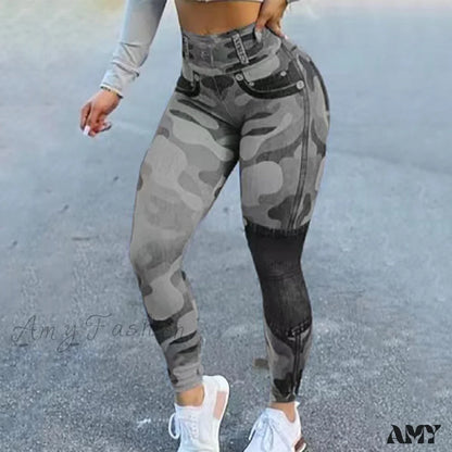 Amy Fashion - New Camouflage Print Skinny Pants