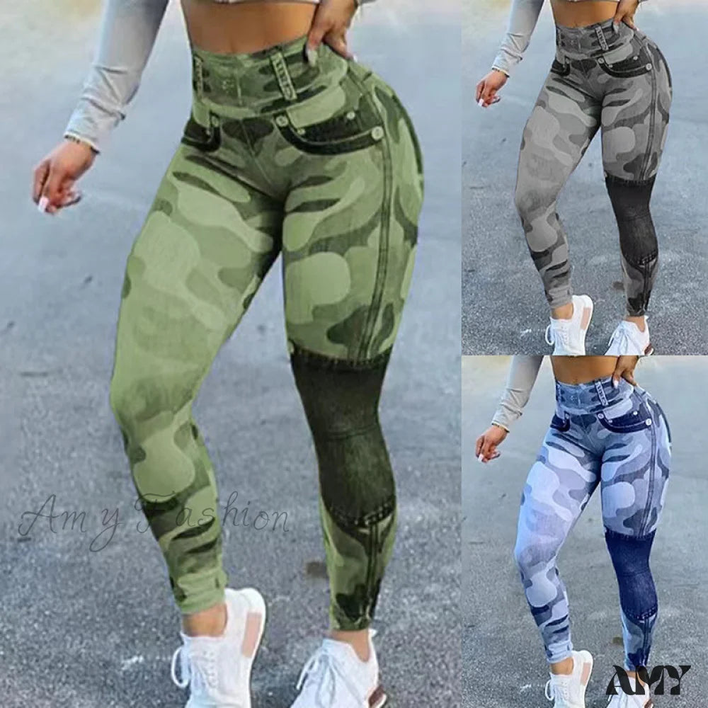 Amy Fashion - New Camouflage Print Skinny Pants