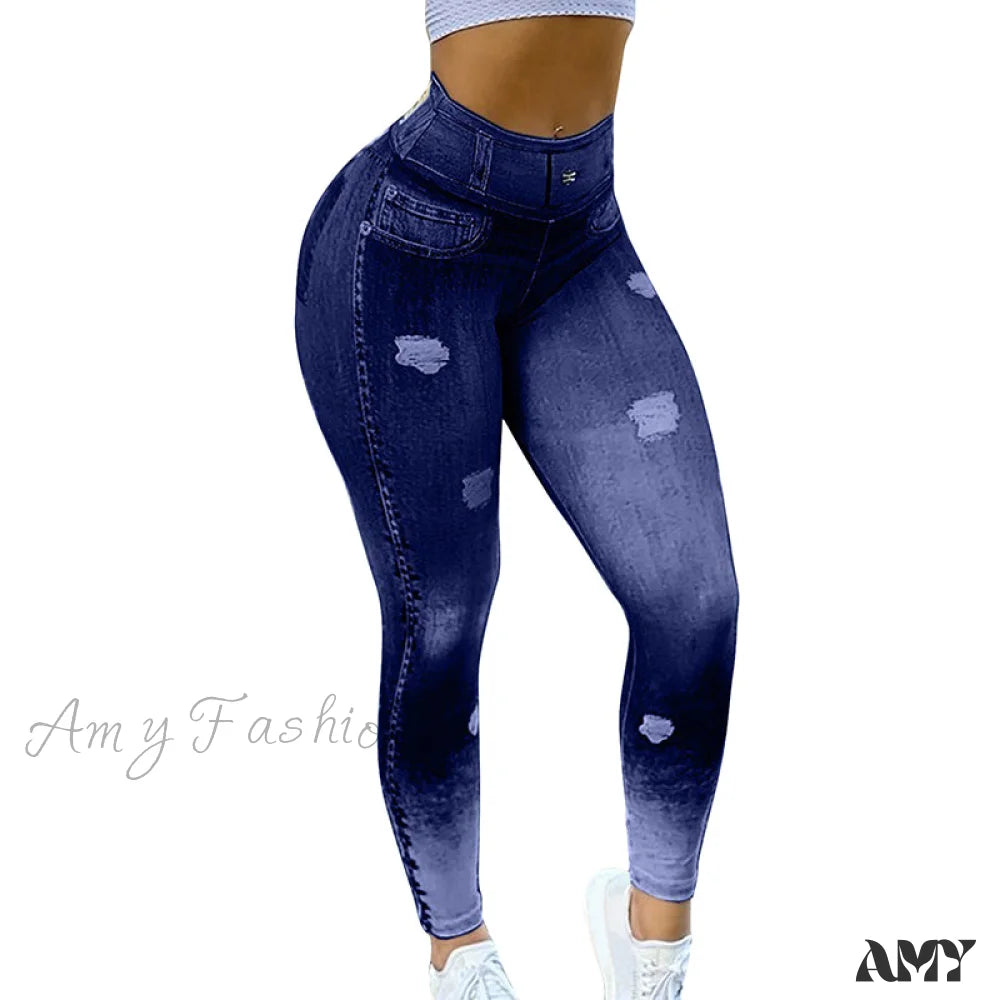 Amy Fashion - New Camouflage Print Skinny Pants Purple / S