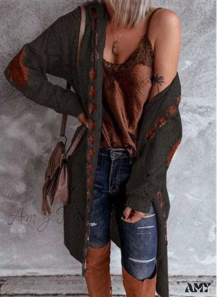 Amy Fashion - New Hot Selling Long-Sleeved Cardigan Sweater Black / S