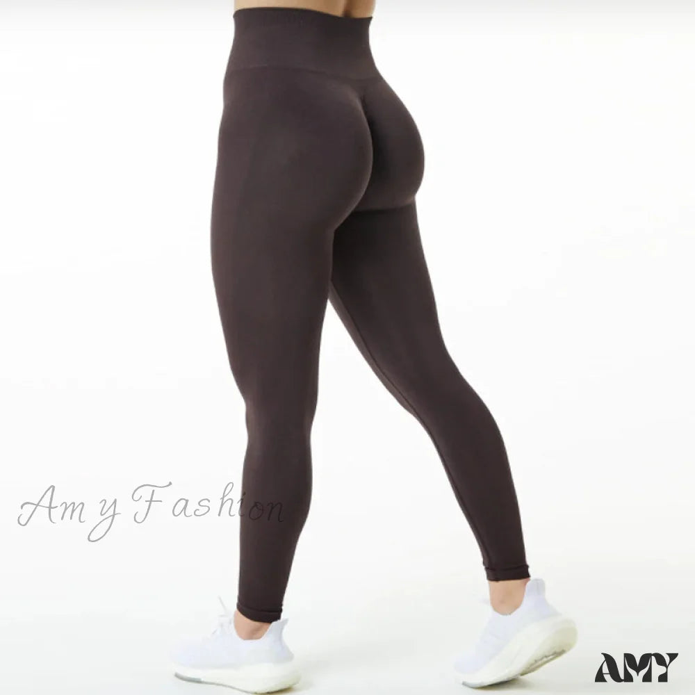 Amy Fashion - New Scrunch Butt Leggings Brown 2 / S