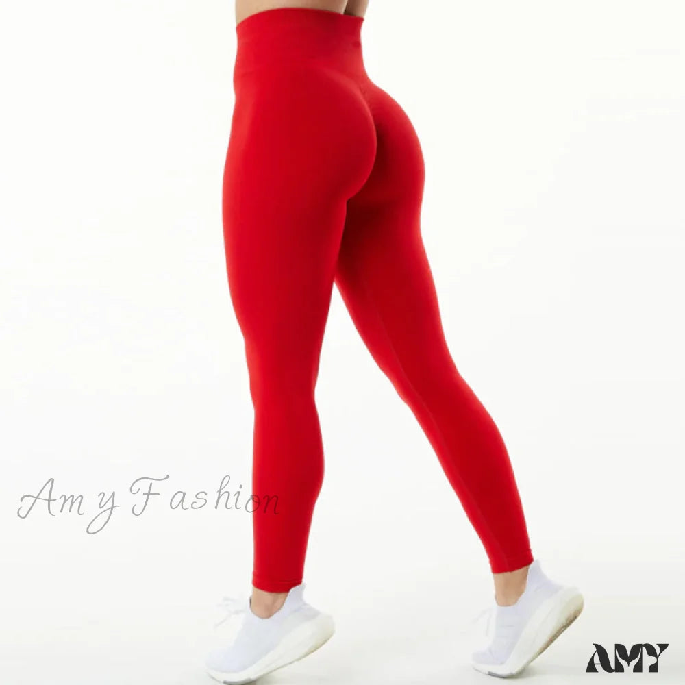 Amy Fashion - New Scrunch Butt Leggings Red / S