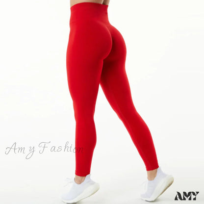 Amy Fashion - New Scrunch Butt Leggings Red / S