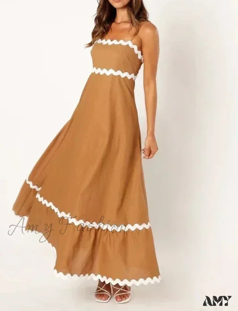 Amy Fashion - New Sexy Strapless Strap Women Long Boho Dress