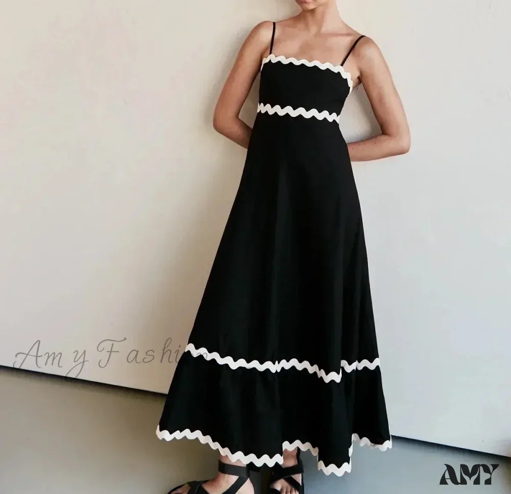 Amy Fashion - New Sexy Strapless Strap Women Long Boho Dress Black / S